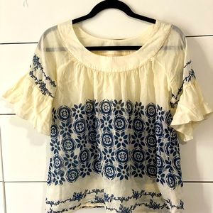 VTG Anthropologie Peasant Boho Blouse XS 0 2 P